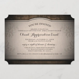 Client Appreciation Event Custom Rustic Invitation