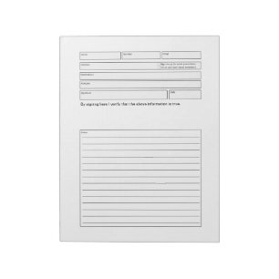 Client consultation form notepad