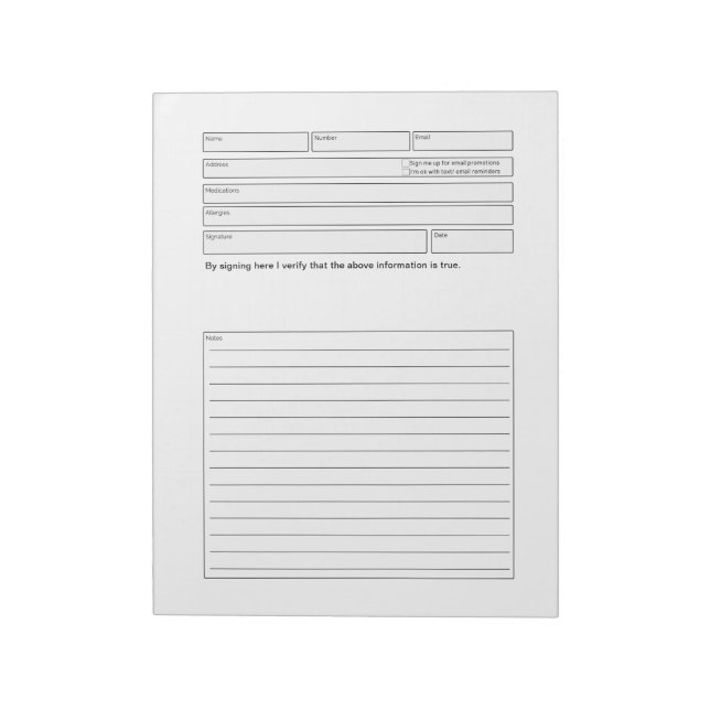 Client consultation form notepad (Rotated)