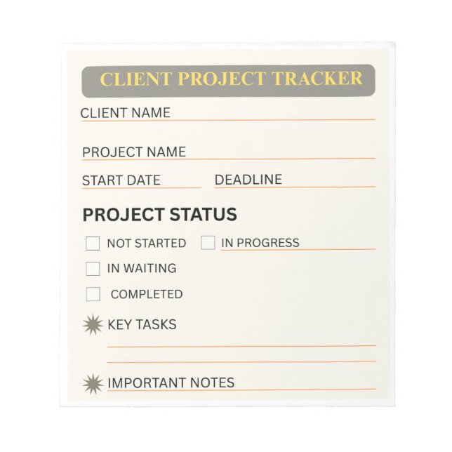 Client Project Tracker Notepad (Front)