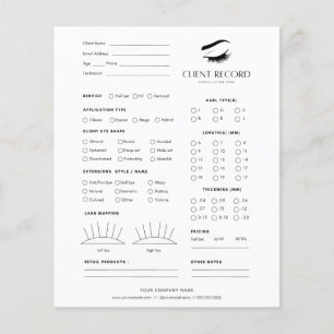 Client Record Eyelash Extension // Consultation Flyer