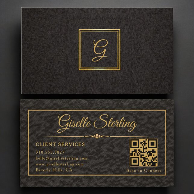 Client Services Monogrammed QR Code Business Card (Creator Uploaded)
