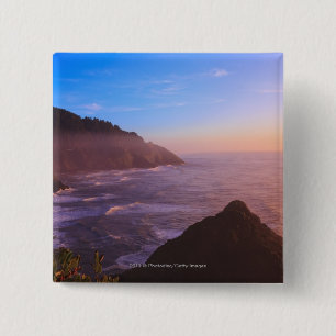 Cliff Coastal View In Oregon at Sunset 15 Cm Square Badge