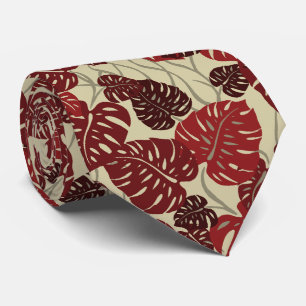 Cliff Hanger Hawaiian Monstera Leaf 2-sided Print Tie