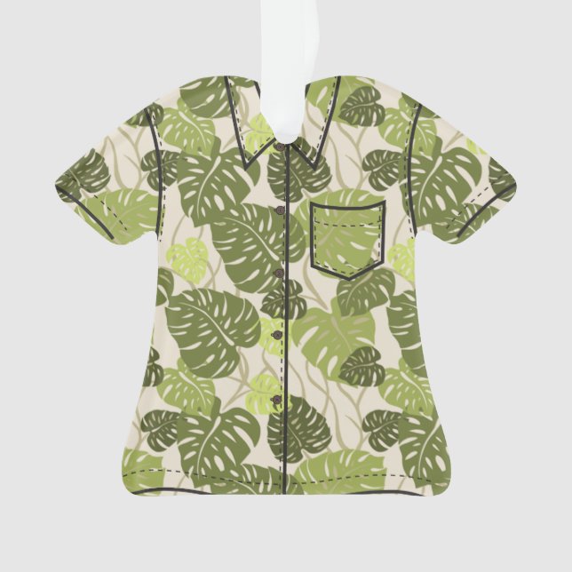 Cliff Hanger Hawaiian Monstera Leaf Aloha Shirt Ornament (Front)