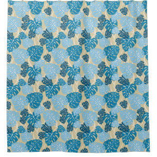 Cliff Hanger Hawaiian Monstera Leaf Aloha Shirt Shower Curtain