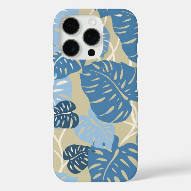 Cliff Hanger Hawaiian Monstera Leaf Blue Case-Mate iPhone Case (Back)