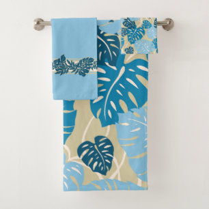 Cliff Hanger Hawaiian Monstera Leaf Coordinates Bath Towel Set