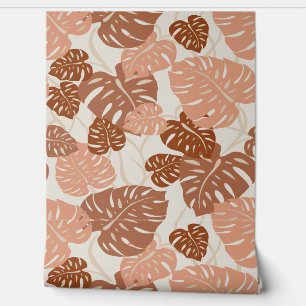 Cliff Hanger Hawaiian Monstera Leaf - Spice Wallpaper