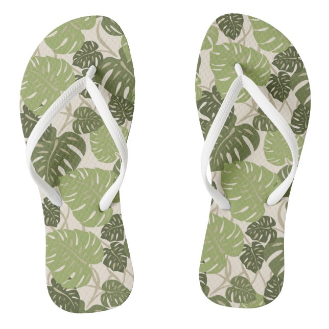 Cliff Hanger Hawaiian Monstera Leaf Thongs (Footbed)