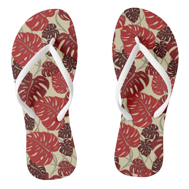 Cliff Hanger Hawaiian Monstera Leaf Thongs (Footbed)
