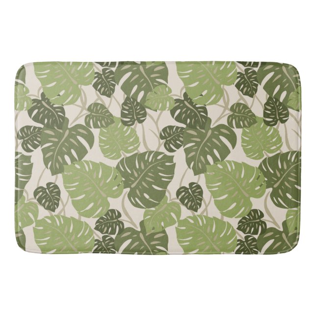 Cliff Hanger Hawaiian Tropical Monstera Leaf Bath Mat (Front)