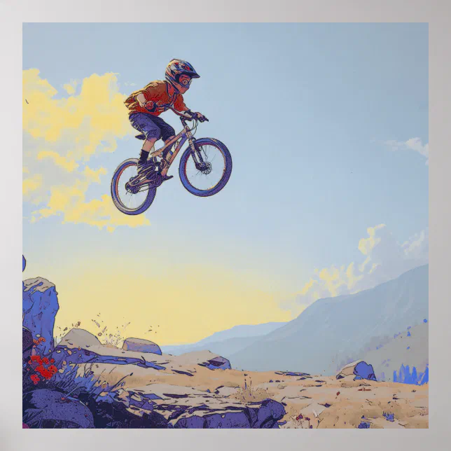 Cliff Jumping BMXer- BMX Rider Design Poster | Zazzle