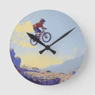 Cliff Jumping BMXer- BMX Rider Design Round Clock
