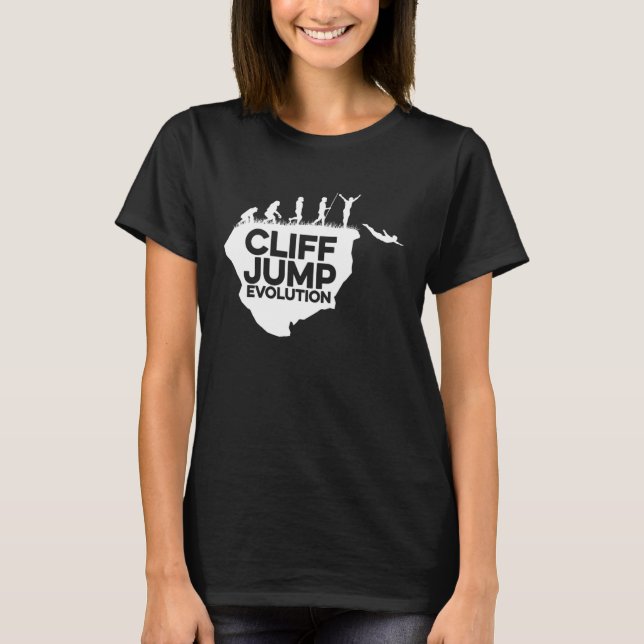 Cliff Jumping Evolution Graphic Cliff Jumper Tombs T-Shirt (Front)