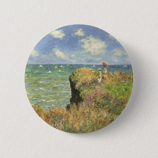 Cliff Walk at Pourville by Claude Monet 6 Cm Round Badge (Front)
