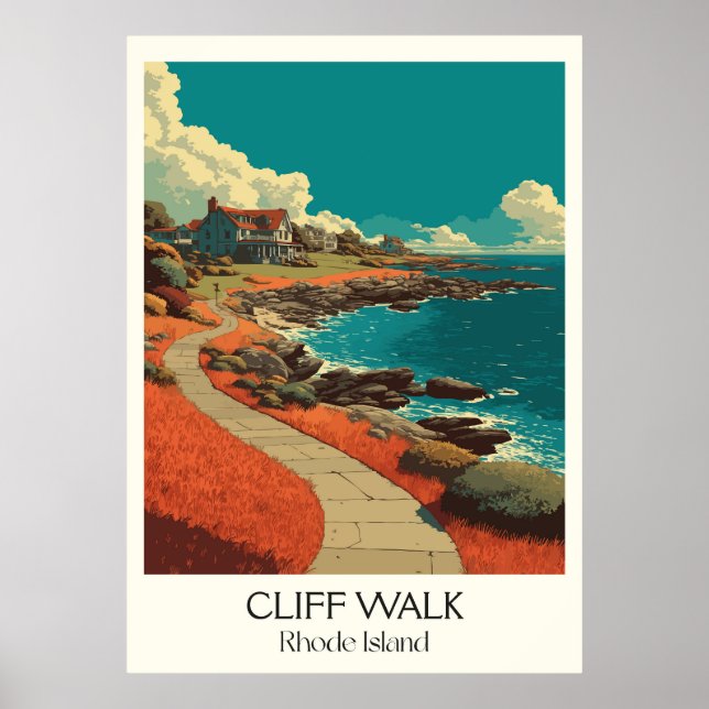 Cliff Walk Rhode Island Ocean Path Poster (Front)