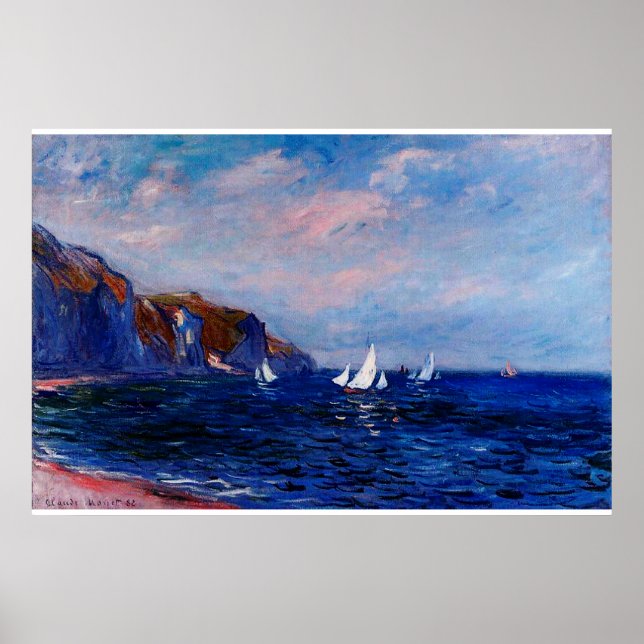 Cliffs and Sailboats at Pourville,1882 Poster (Front)
