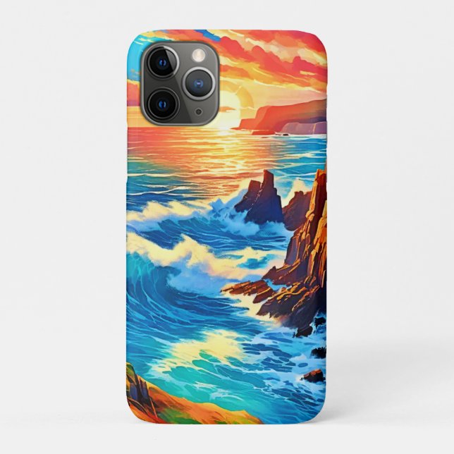 Cliffs at Sunset: Ocean's Golden Hour Case-Mate iPhone Case (Back)