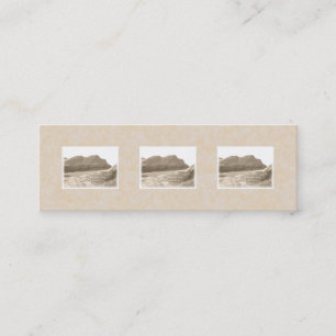 Cliffs in sepia colour. On beige background. Mini Business Card