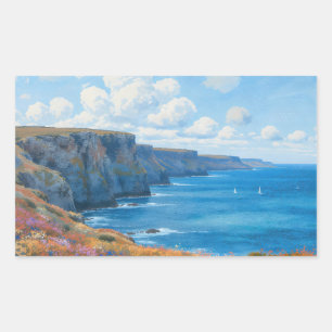 "Cliffs of Endless Horizon" – A Welsh Seascape Rectangular Sticker