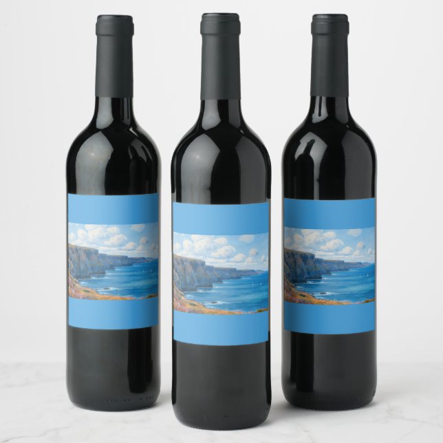 "Cliffs of Endless Horizon" – A Welsh Seascape Wine Label (Bottles)