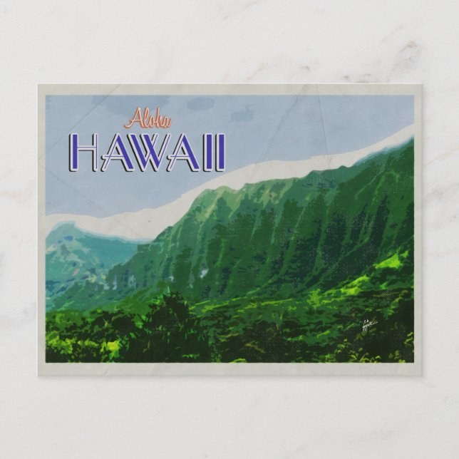 Cliffs of Hawaii Vintage Travel  Poster Postcard (Front)