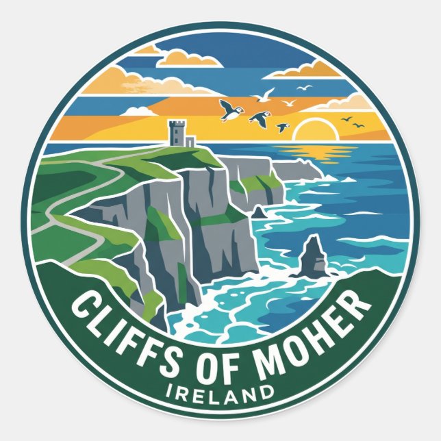 Cliffs of Moher Ireland Classic Round Sticker (Front)