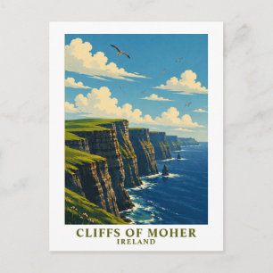 Cliffs of Moher Ireland County Clare Retro Travel Postcard