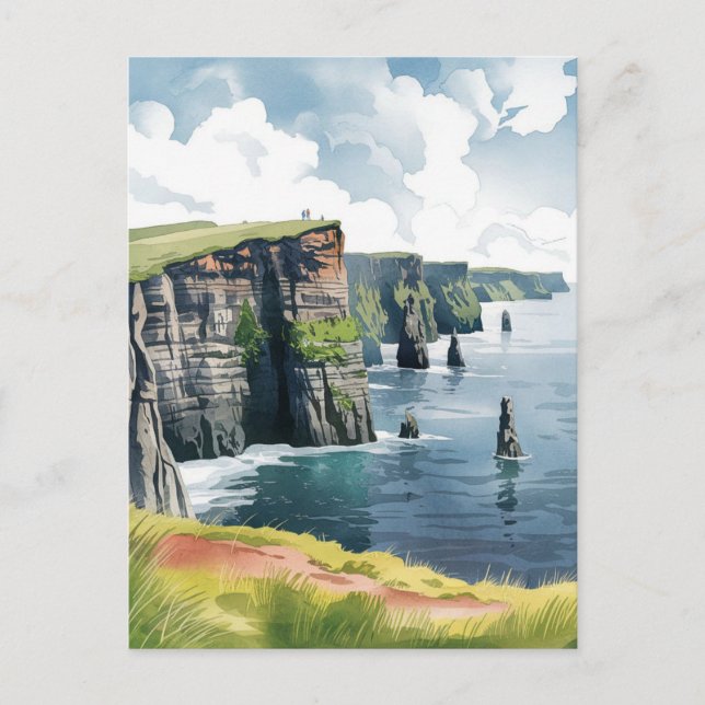 Cliffs of Moher, Ireland Painting Postcard (Front)
