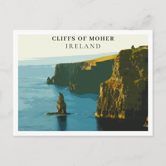 Cliffs Of Moher, Ireland Retro Style Postcard (Front)