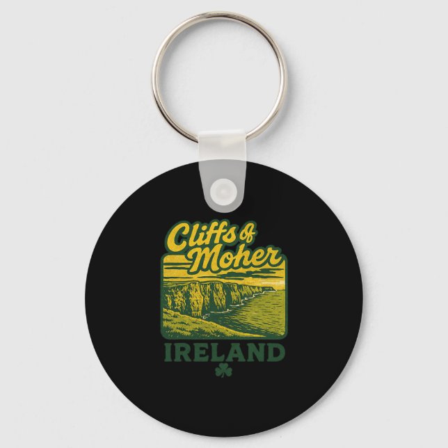 Cliffs Of Moher Ireland Retro Vacation Landmark So Key Ring (Front)