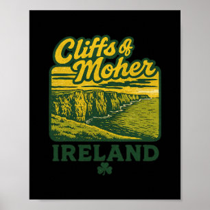 Cliffs Of Moher Ireland Retro Vacation Landmark So Poster