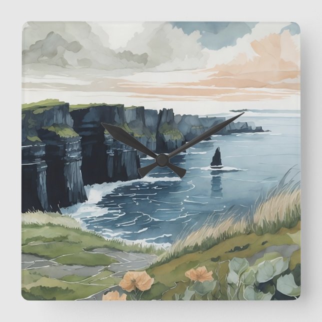 Cliffs of Moher  Square Wall Clock (Front)