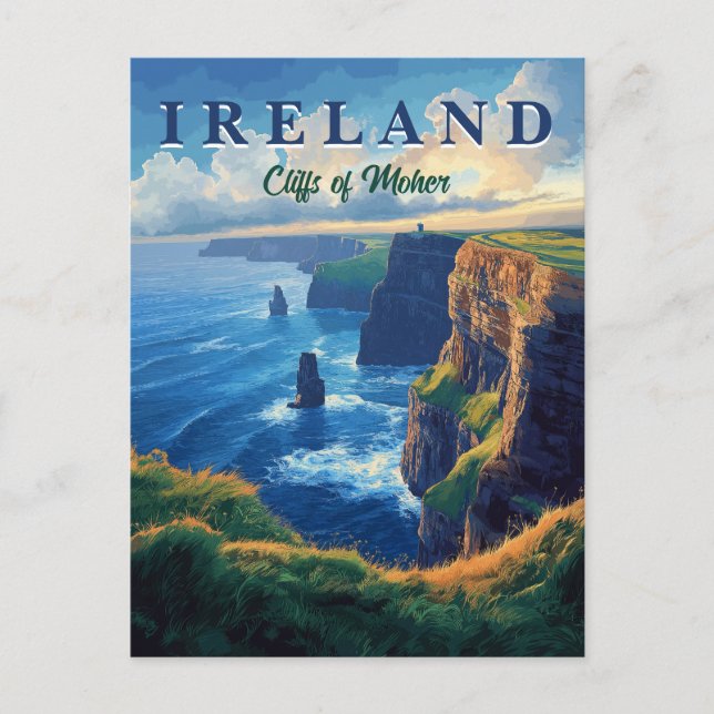 Cliffs of Moher Vintage Travel  Postcard (Front)