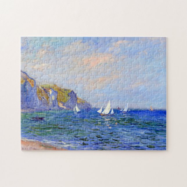 Cliffs & Sailboats at Pourville Monet Fine Art Jigsaw Puzzle (Horizontal)