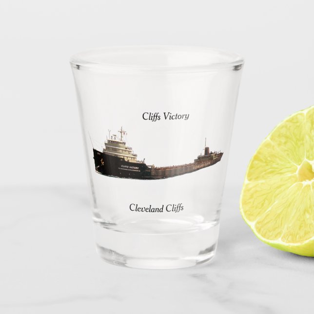 Cliffs Victory shot glass (Front)