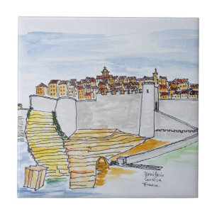 Cliffside City of Bonifacio Corsica, France Ceramic Tile