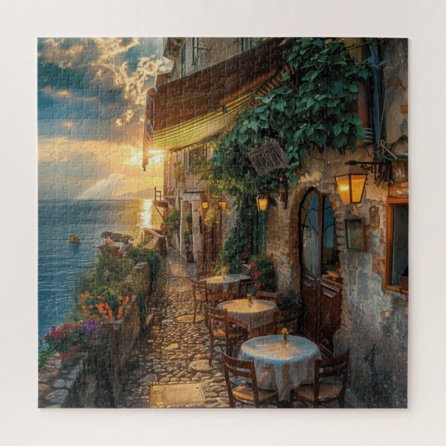 Cliffside Coastal Italy at Dusk Puzzle (Vertical)