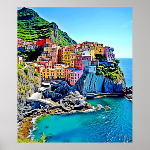 Cliffside Dreams: Manarola’s Colors Poster