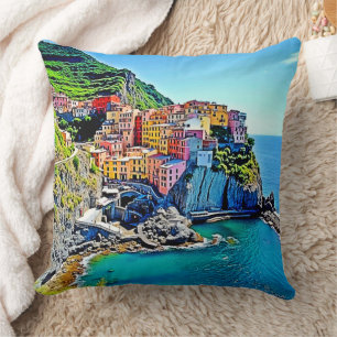 Cliffside Dreams: Manarola’s Colours Cushion