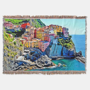 Cliffside Dreams: Manarola’s Colours Throw Blanket