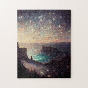 Cliffside Night Fantasy Landscape Sci-Fi Jigsaw Puzzle