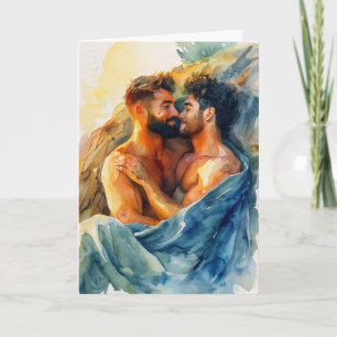 Cliffside Sunset Embrace Card