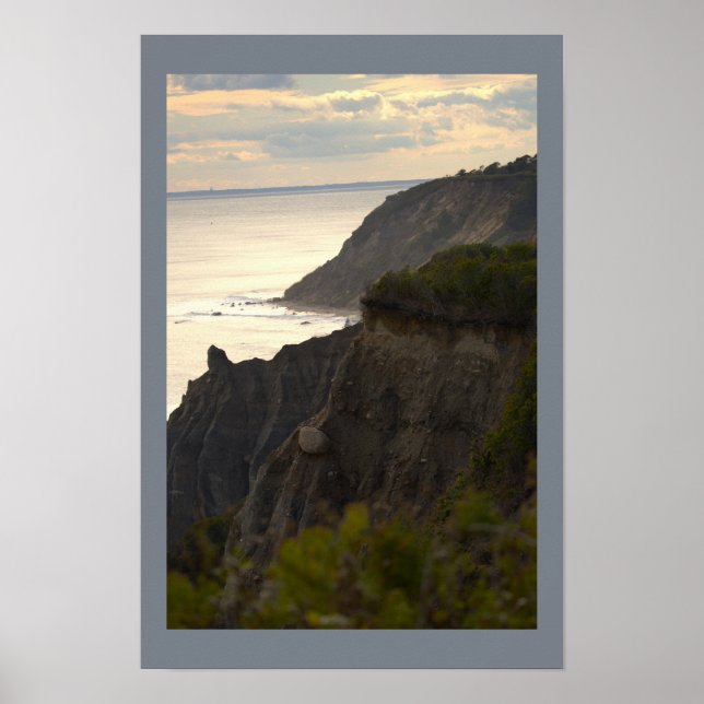 Cliffside Sunset Waterscape Photo Poster (Front)