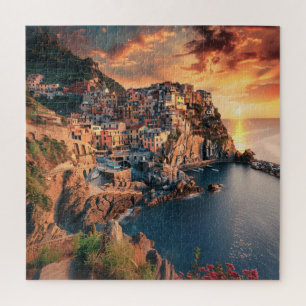 Clifftop Coastline with Sunset Glow Jigsaw Puzzle