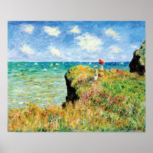 Clifftop Walk at Pourville by Claude Monet Poster (Front)