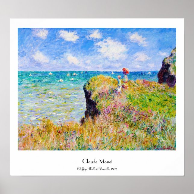 Clifftop Walk at Pourville Claude Monet Poster (Front)