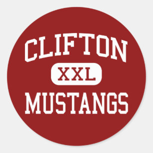 Clifton - Mustangs - High - Clifton New Jersey Classic Round Sticker
