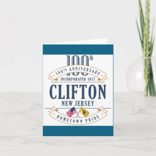 Clifton New Jersey 100th Anniv White  Card